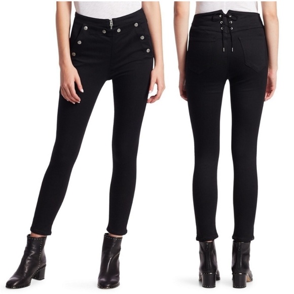 rag & bone Denim - Rag & Bone Penton Black High Rise Button Zip Skinny Jean Size 25